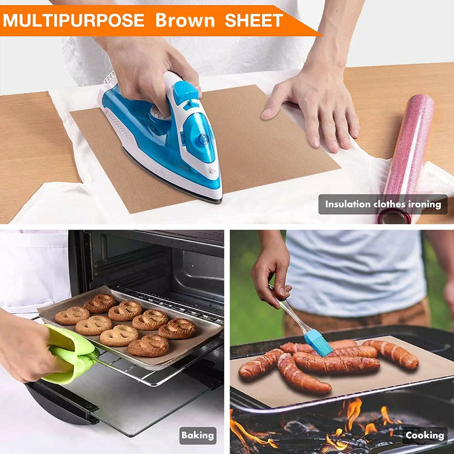 3pcs 30*40cm Reusable Heat Resistant Baking Sheet Oil-proof Paper Cloth Oven Pad Non-stick Baking Mat Kitchen Heat Transfer Tool