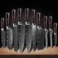 Japanese Kitchen Knives Set Laser Damascus Pattern Chef Knife Sharp Santoku Cleaver Slicing Utility Knives Tools