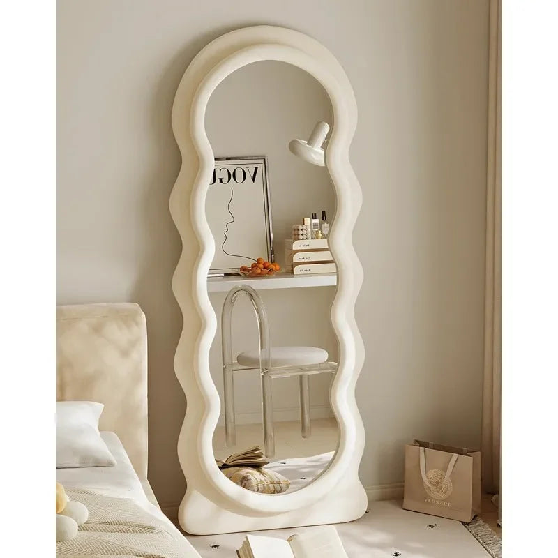 Full Length Mirror,Floor Mirror with Stand Standing ,Wall-Mounted Mirror for Bedroom Living Room Cloakroom,Wavy Mirror