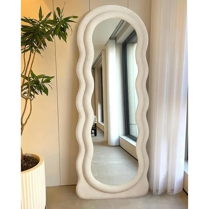 Full Length Mirror,Floor Mirror with Stand Standing ,Wall-Mounted Mirror for Bedroom Living Room Cloakroom,Wavy Mirror